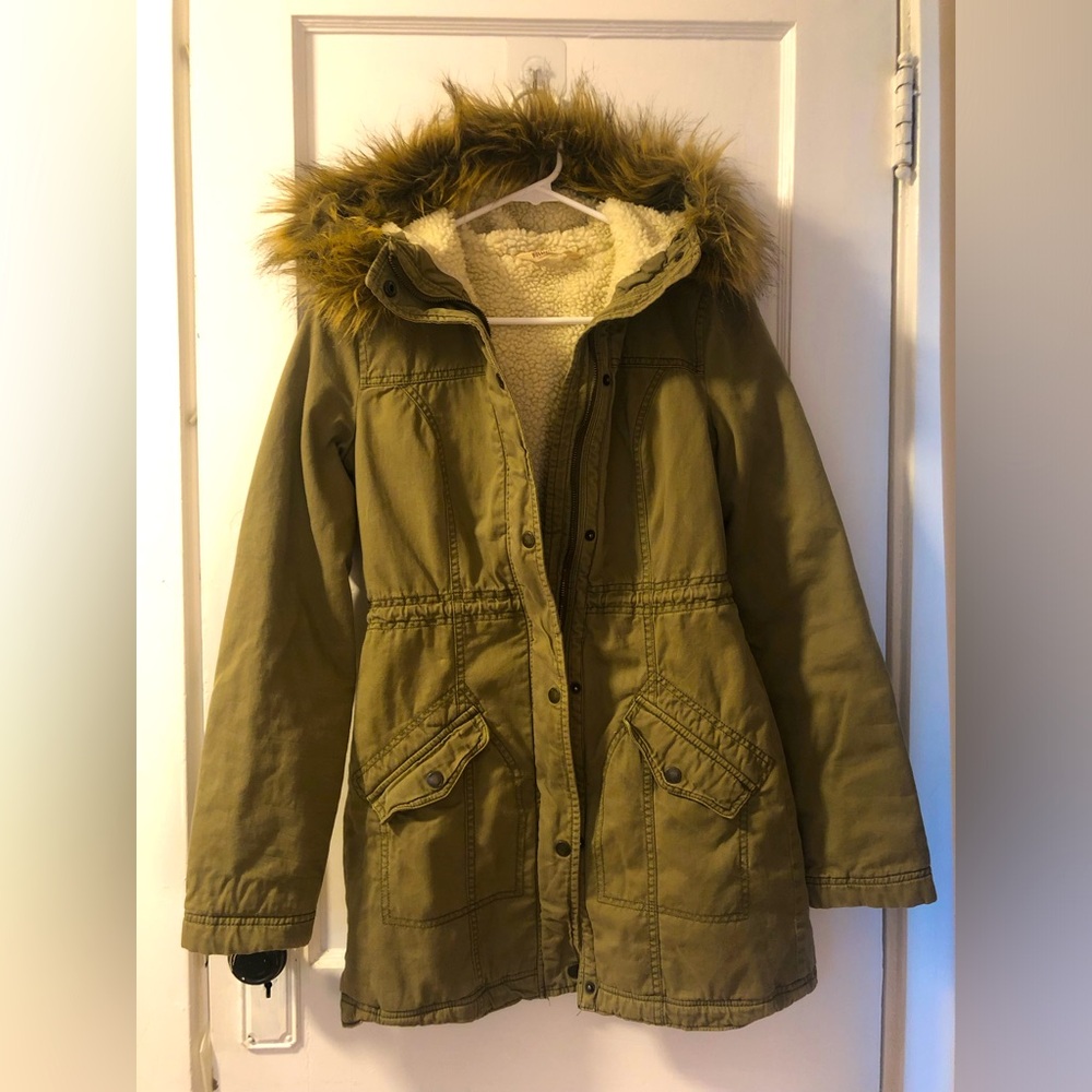 Hollister heritage cargo green winter jacket for women girls